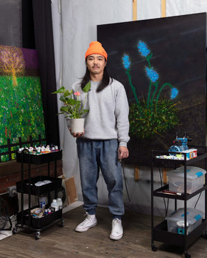 Sung Hwa Kim in his studio