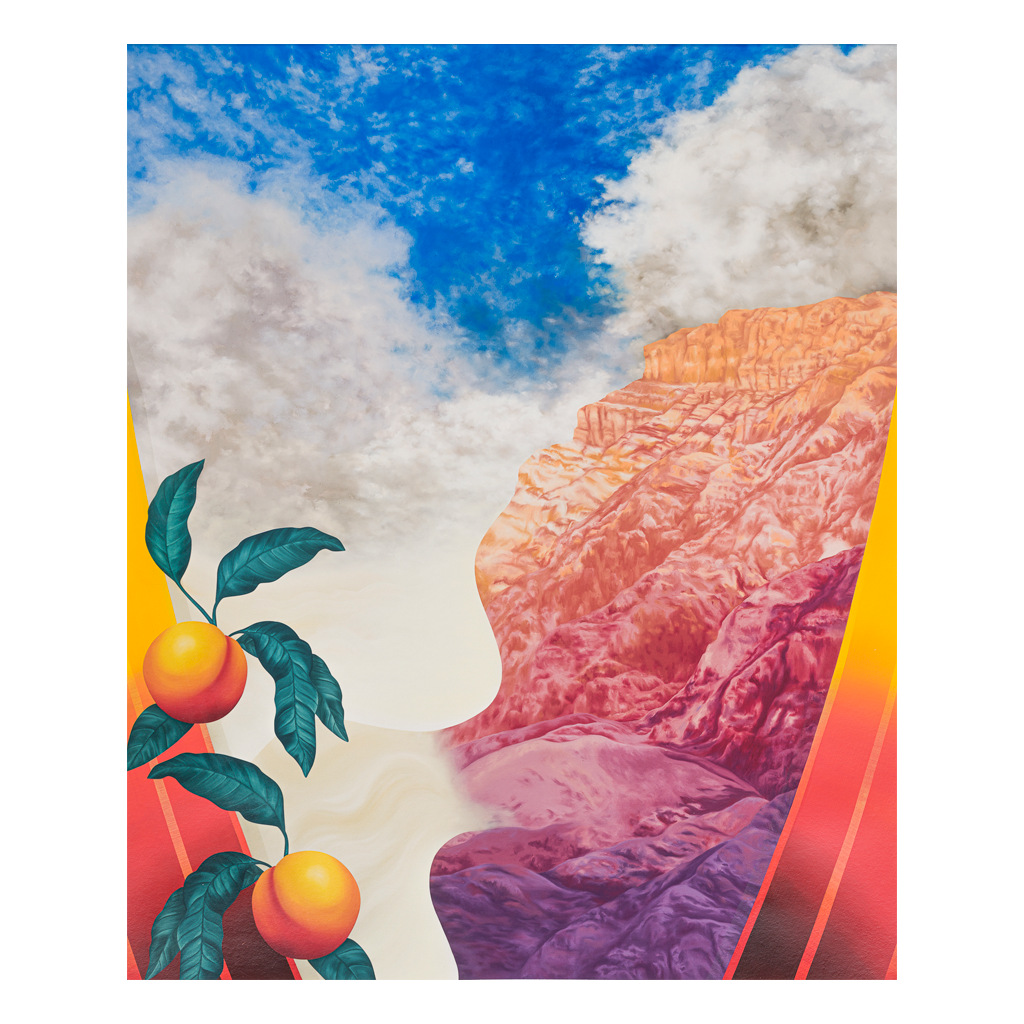 Untitled (dawn mountains iterations with peaches), hand-finished